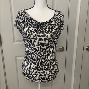 APT 9 black/white cheetah cowl neck top size S